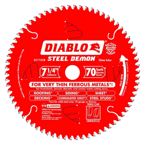 Diablo D0770FM 7" x 70-Teeth Steel Demon Saw Blade for Thin Metal