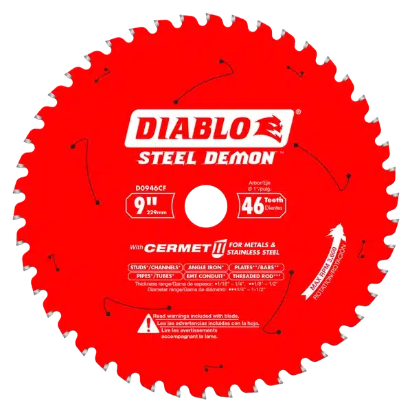 Diablo D0946CF 9" x 46-Teeth Steel Demon Cermet II Saw Blade for Medium Metal